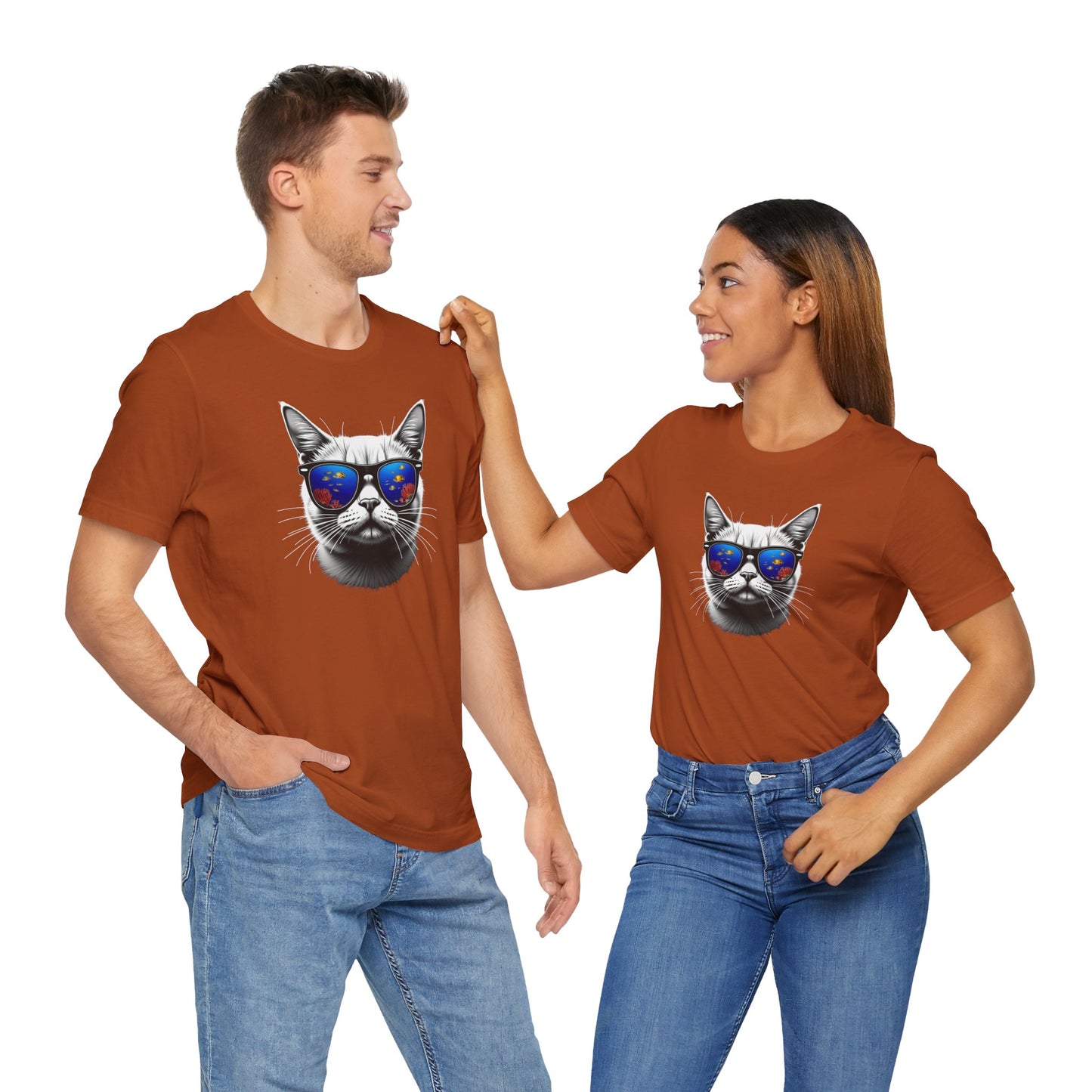 Cat with fish Sunglasses Unisex Tee