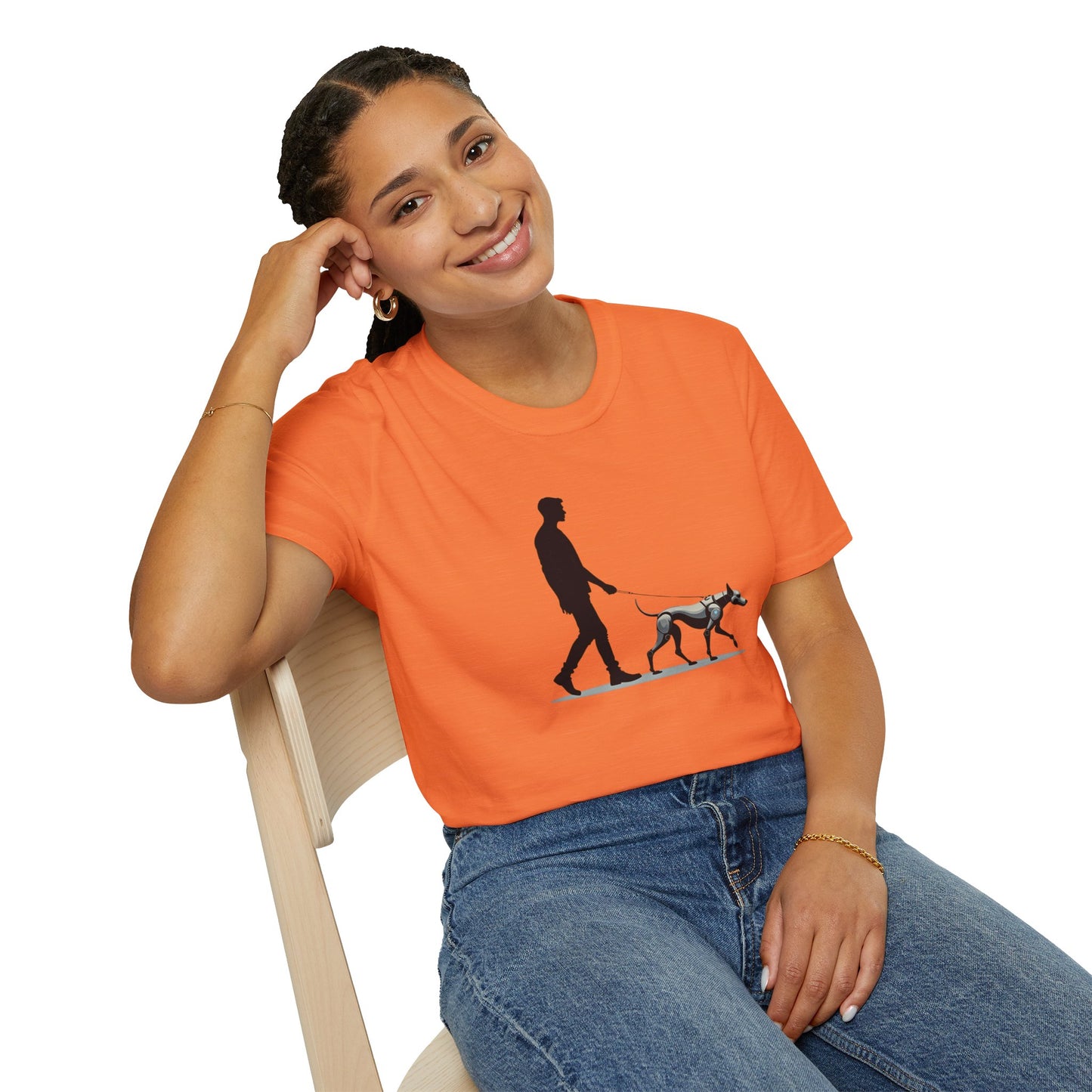 Robot Dog Walking Unisex Softstyle T-Shirt